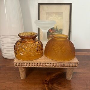 Two L.E. Smith Pedestal Fairy Lamps Moon and Star and Pineapple Diamond